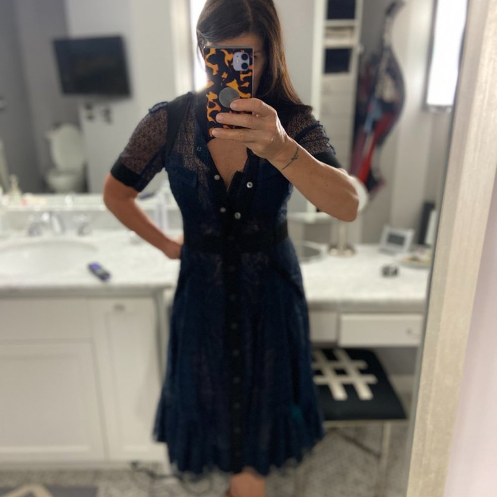 Beautiful Byron lars beauty mark navy lace dress
